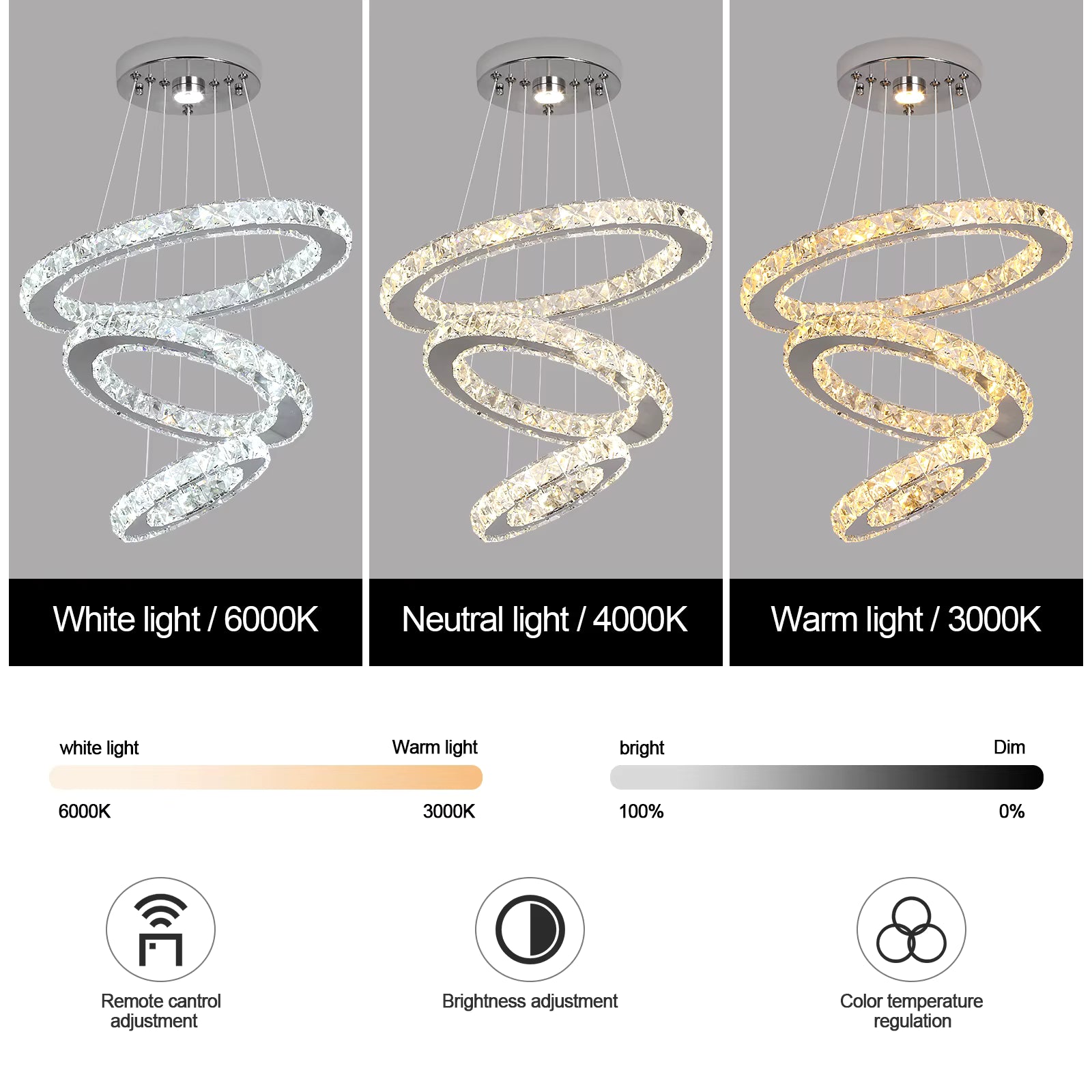 Crystal spiral pendant light