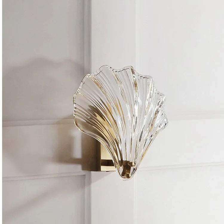 Shell glass wall light