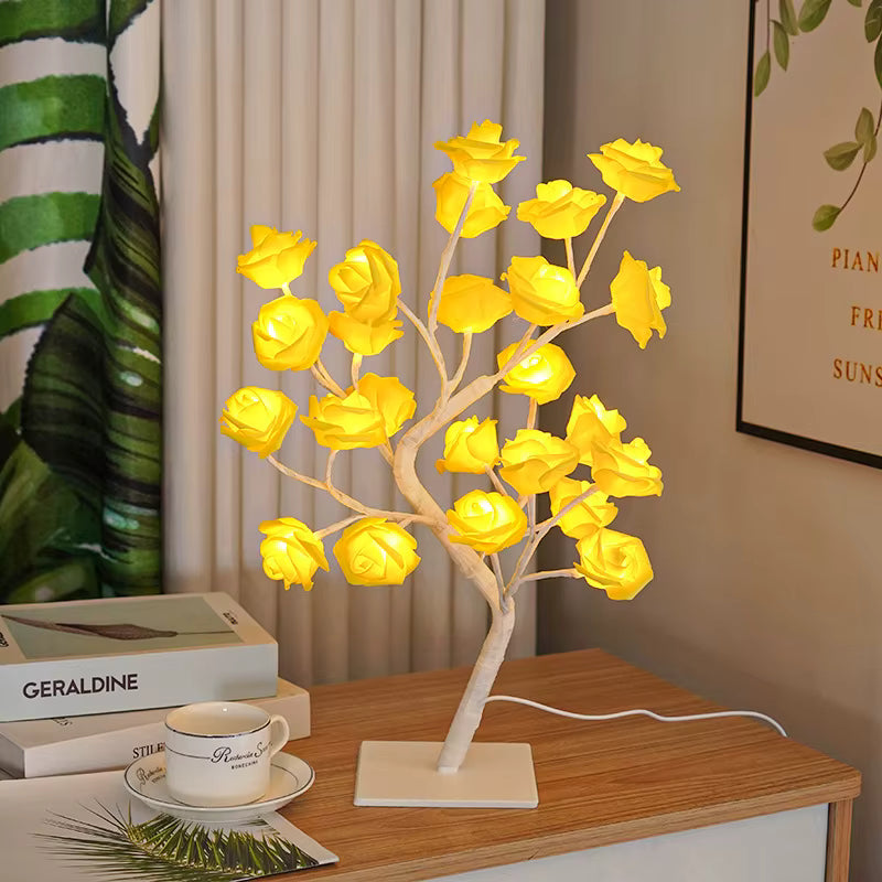Warm led table lamp, modern design, cozy home decor