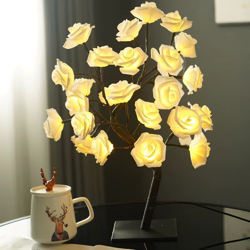 Warm led table lamp, modern design, cozy home decor