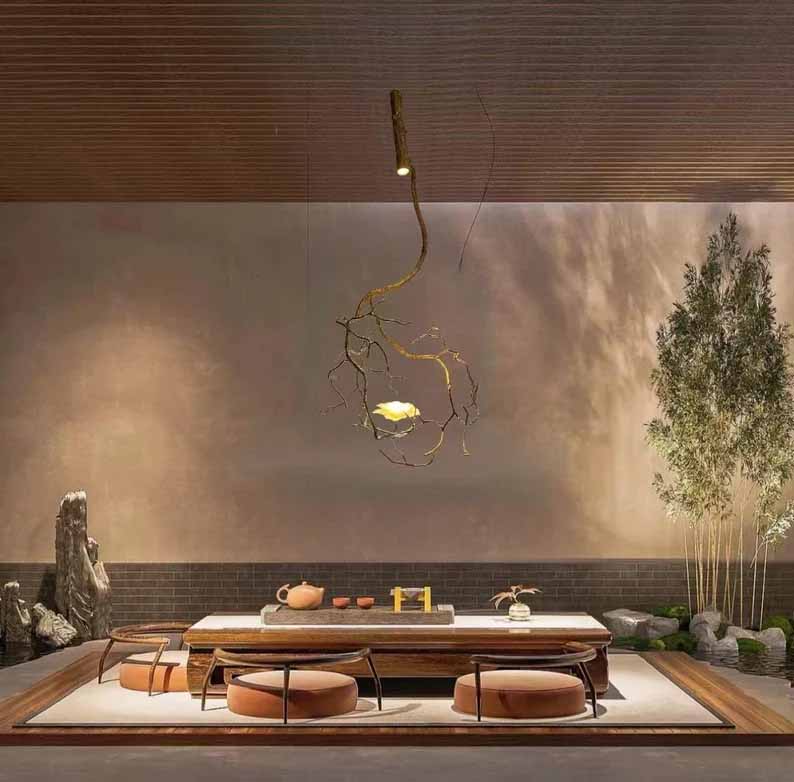 YiDao Nordic Lotus Ceramic Pendant Light