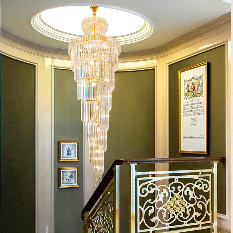 CRYSTAL LUXURY Spiral Chandelier for high ceilings
