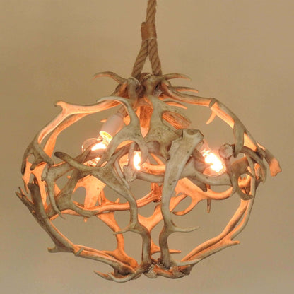 REAL WHITE BALL ANTLER Chandelier