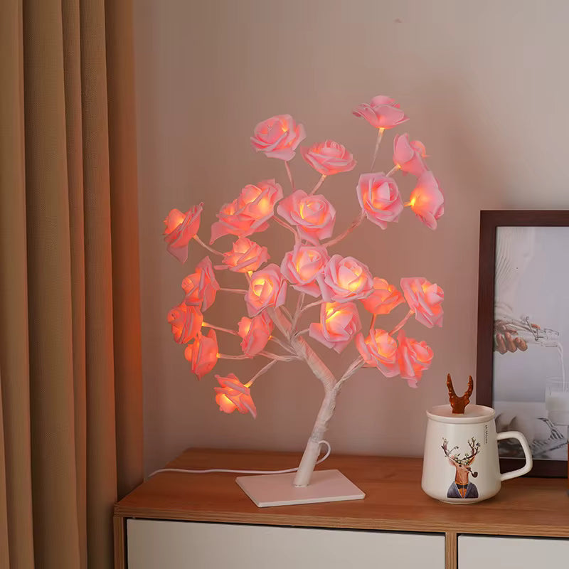 Warm led table lamp, modern design, cozy home decor