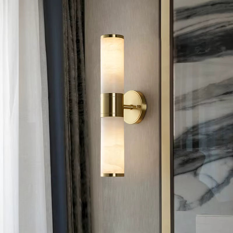 Sage brass and stone wall light