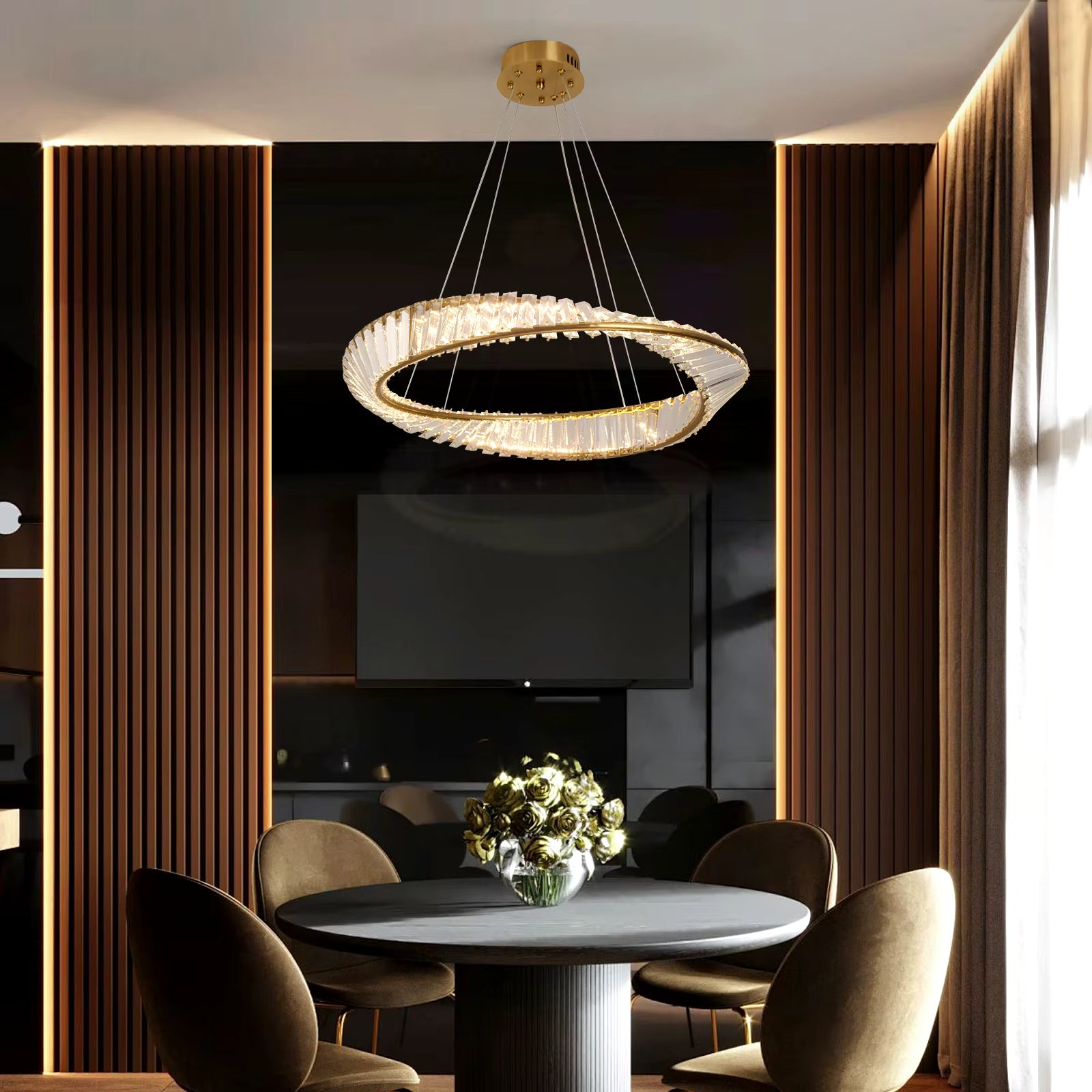 MODERN CRYSTAL RING LED Chandelier for dining rooms