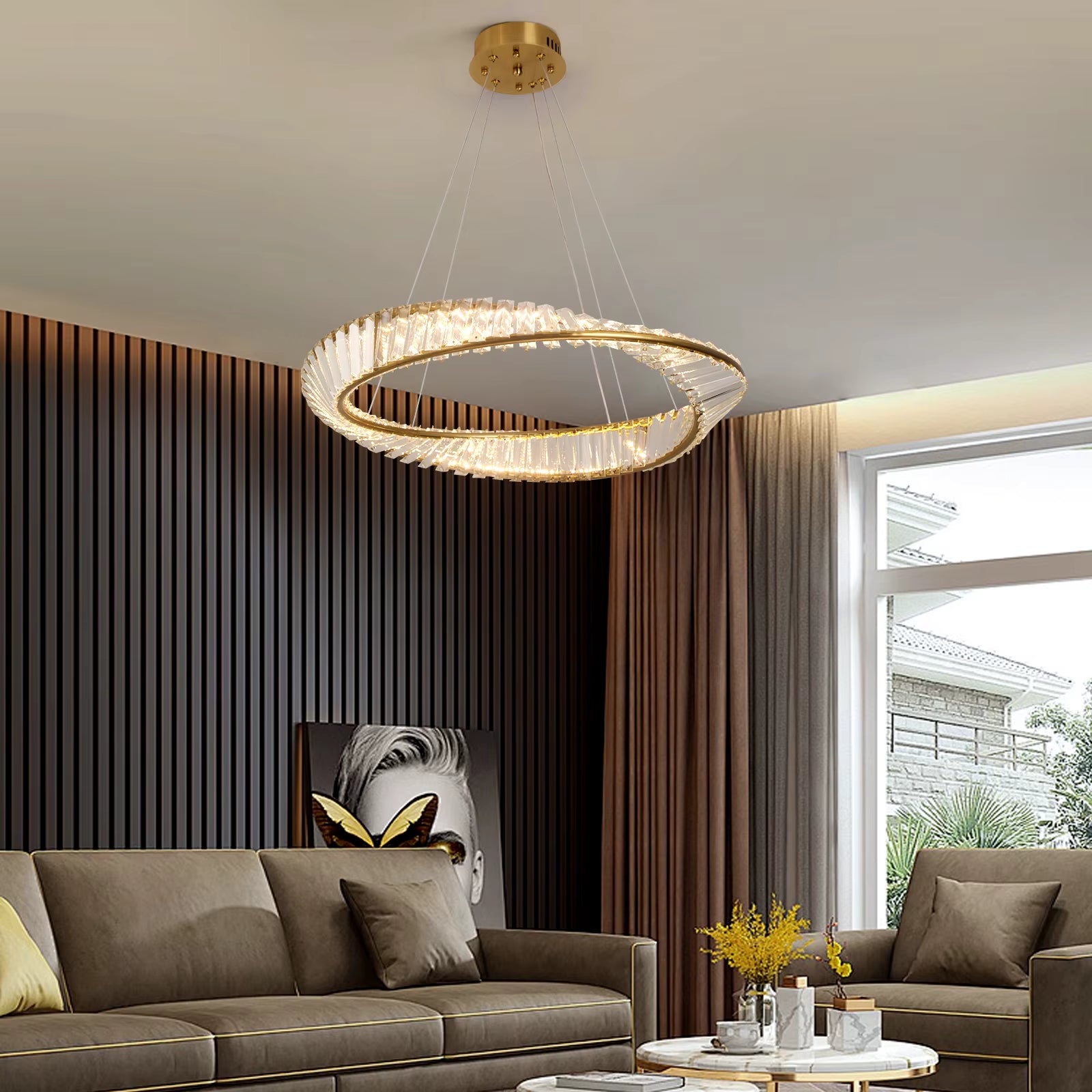 MODERN CRYSTAL RING LED Chandelier for dining rooms