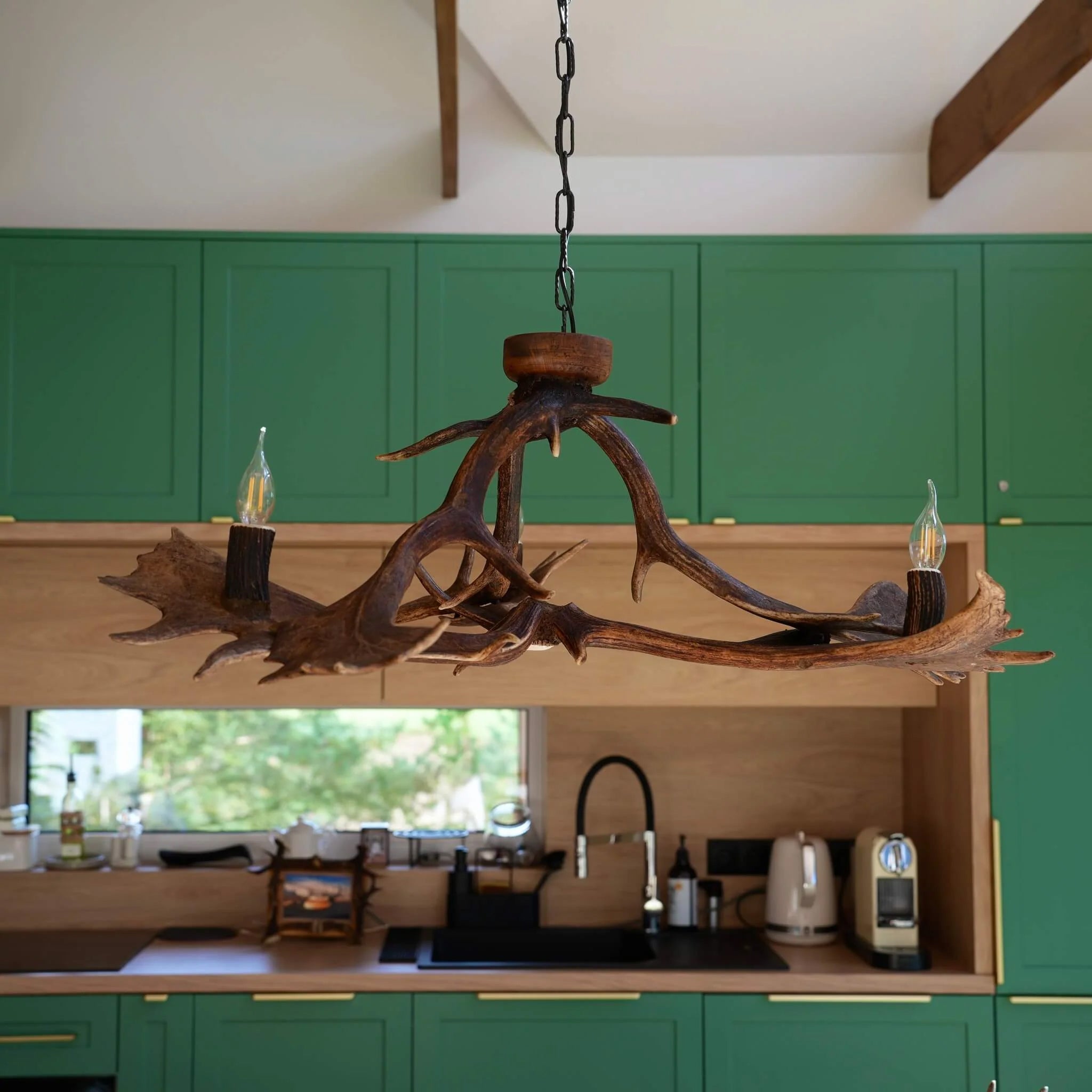 REAL LOW CEILING ANTLER Chandelier with antler sockets