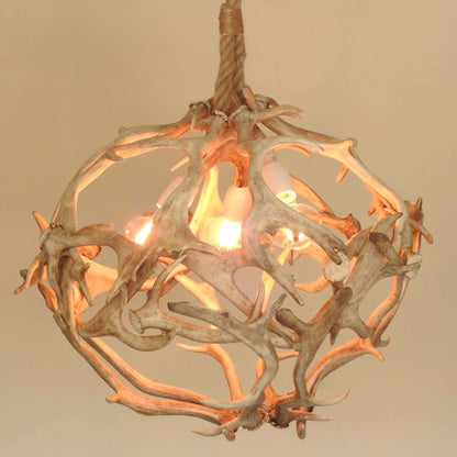 REAL WHITE BALL ANTLER Chandelier