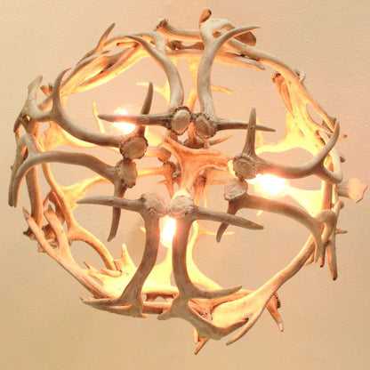 REAL WHITE BALL ANTLER Chandelier