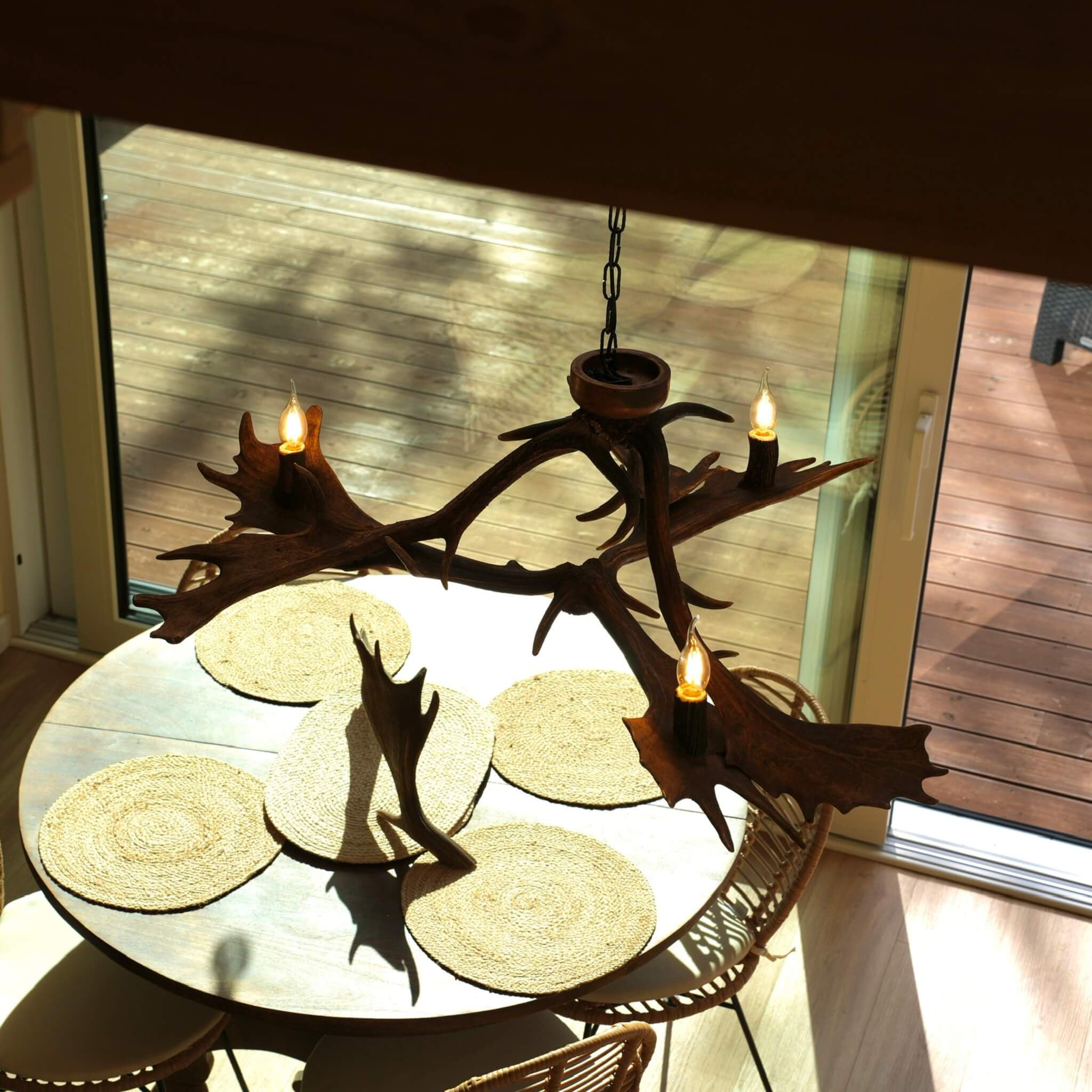 REAL LOW CEILING ANTLER Chandelier with antler sockets